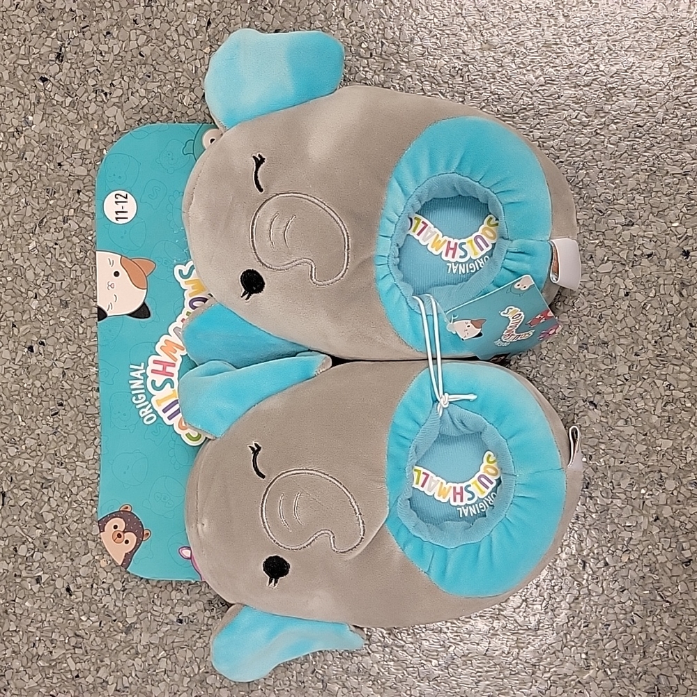 NWT Squishmallows slippers elephant kids 11-12